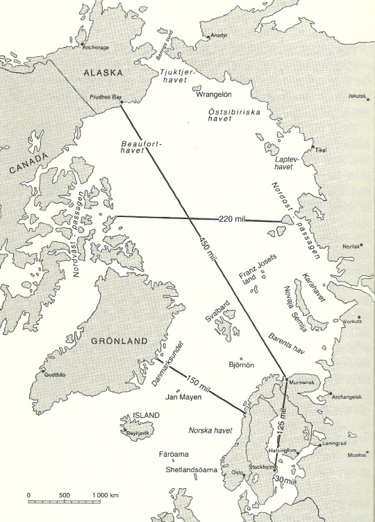 Karta över den Arktiska bassängen 